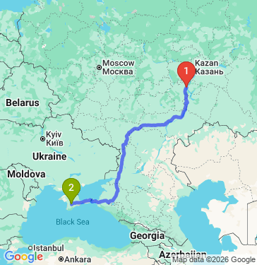 Маршрут из Ульяновска в Симферополя
