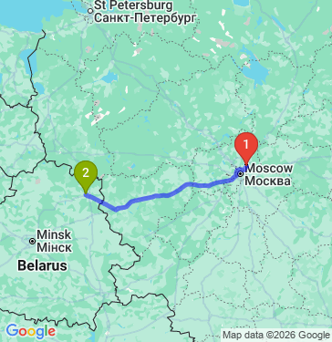 Маршрут из Пушкина в Витебска
