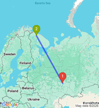 Маршрут из Казани в Мурманск
