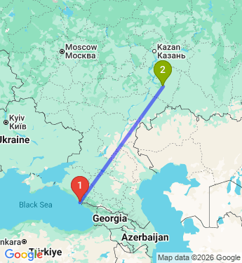 Маршрут из Сочи в Самару