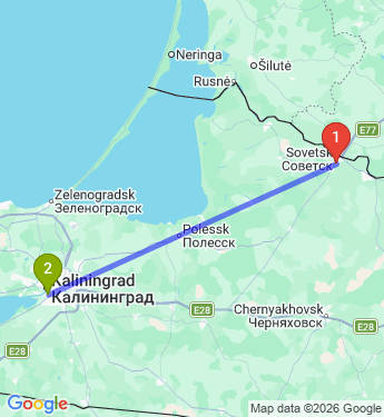 Маршрут из Советска в Калининград