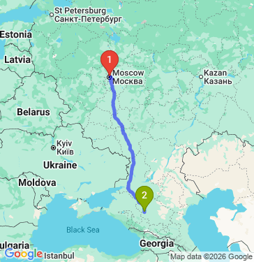 Маршрут из Москвы в Ставрополь
