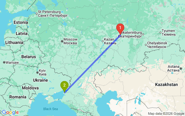 Маршрут из Чайковского в Ейск