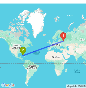 Маршрут из Москвы в Гавану