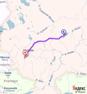 Маршрут из Калуги-1 в Киров