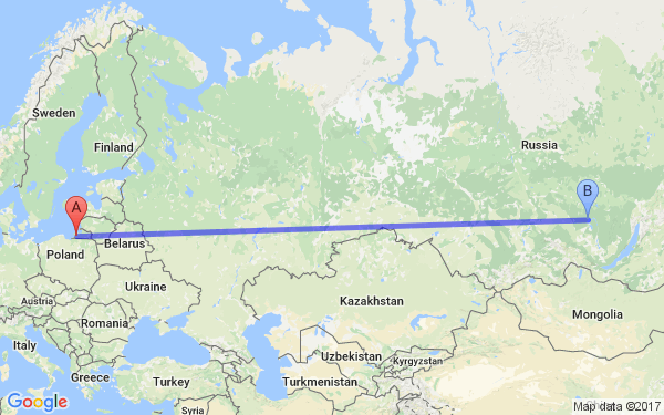 Москва калининград сколько км расстояние