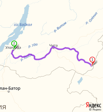 Маршрут из Приаргунска в Улан-Удэ