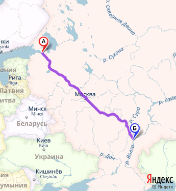 Маршрут из Санкт-Петербурга в Саратов