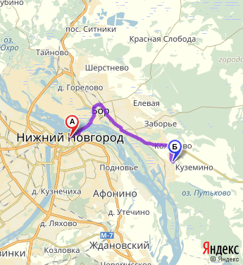 Маршрут из Нижнего Новгорода в Борского района