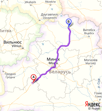 Маршрут из Барановичей в Новополоцка