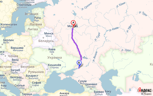 Маршрут из Москвы в Ростов-на-Дону