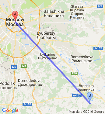 Маршрут из Москвы в 62 км автодороги Москву-Дубну