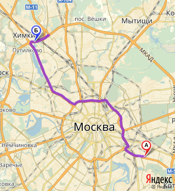 Маршрут из Москвы в Московскую Область