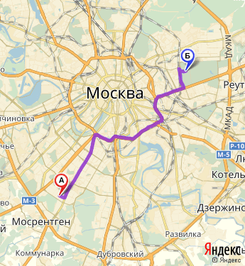 Маршрут из Москвы в Московский