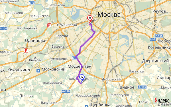 Маршрут из Москвы в Москву (п Сосенское)