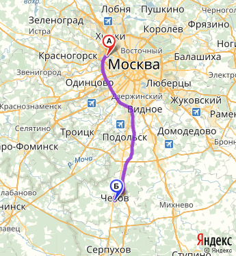 Маршрут из Москвы в Чехова
