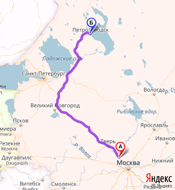 Маршрут из 74 км ш.москва-Нижнего Новгорода в Петрозаводск