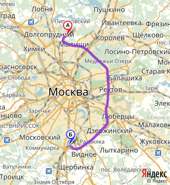 Маршрут из Вешек в Москву