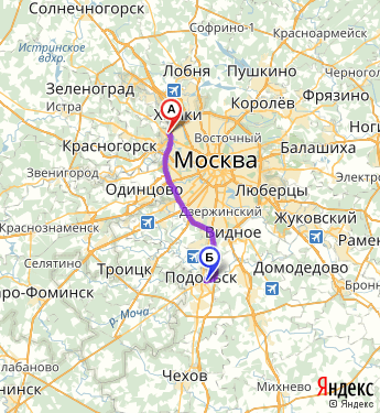 Маршрут из Москвы в Подольск