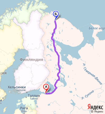 Маршрут из Санкт-Петербурга в Мурманск