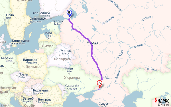 Маршрут из Ростова-на-Дону в Санкт-Петербург