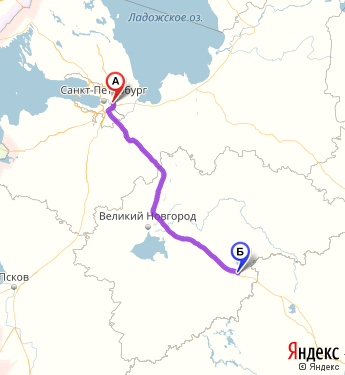 Маршрут из Санкт-Петербурга в Валдая