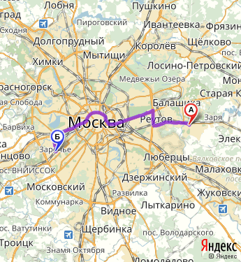 Маршрут из Балашихи в Москву