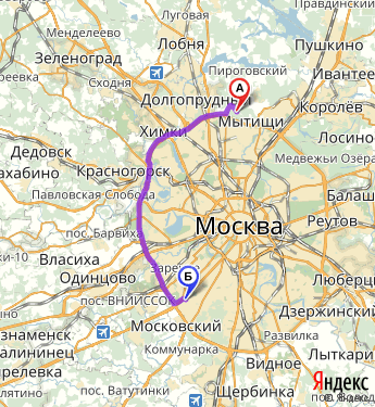 Маршрут из Вешек в Москву