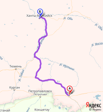 Маршрут из Омска в Ханты-Мансийск