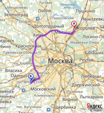 Маршрут из Мытищ в Москву