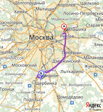 Маршрут из Москвы в Боброво