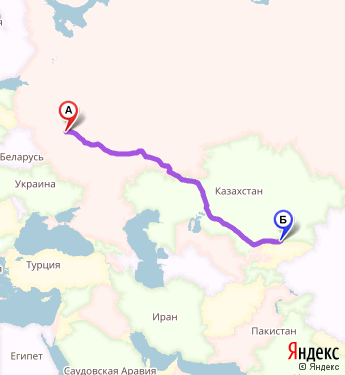 Маршрут из 73 км ш.москва-Нижнего Новгорода в Бишкек