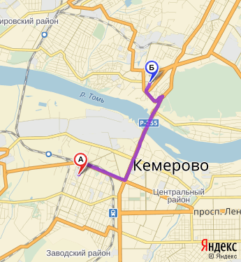 Маршрут из Кемерова в городской округ Кемерово
