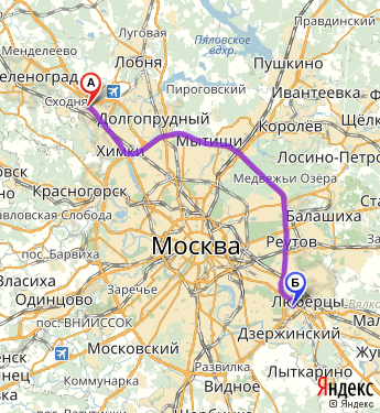 Маршрут из Москвы в Котельников