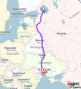 Маршрут из Одессы в Санкт-Петербург