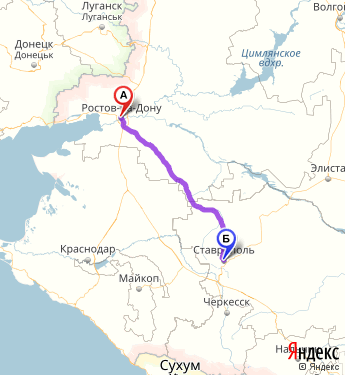 Маршрут из Ростова-на-Дону в Ставрополь