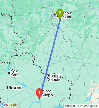 Маршрут из Запорожья в Москву