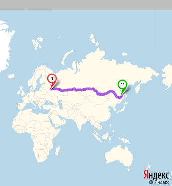 Маршрут из Москвы в Комсомольск-на-Амуре