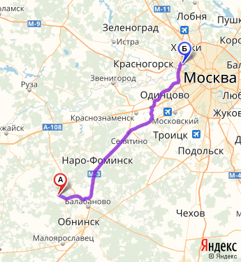 Маршрут из Боровска в Москву