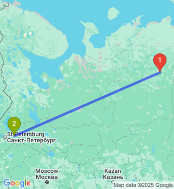 Маршрут из Печоры в Санкт-Петербург