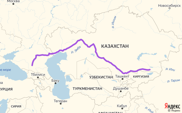 Маршрут из Минеральных Вод в Алматы