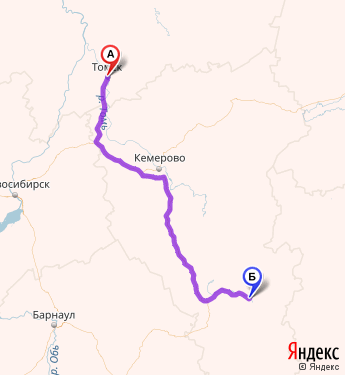 Маршрут из Томска в Междуреченска