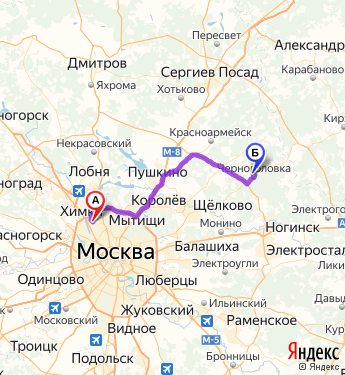Маршрут из Москвы в Черноголовку