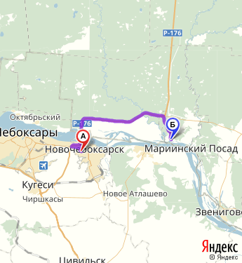 Маршрут из Новочебоксарска в Кокшайск