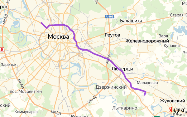 Маршрут из Москвы в Михнево