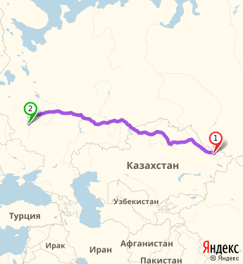 Маршрут из Усть-Каменогорска в Калугу