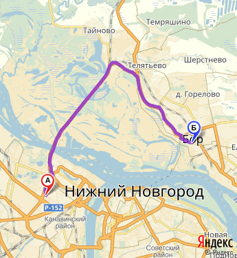 Маршрут из Нижнего Новгорода в Бора