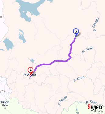 Маршрут из Москвы в Сыктывкар
