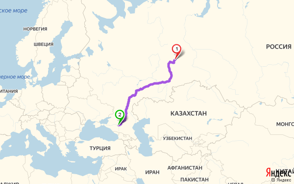 Маршрут из Гарей в Ставрополь