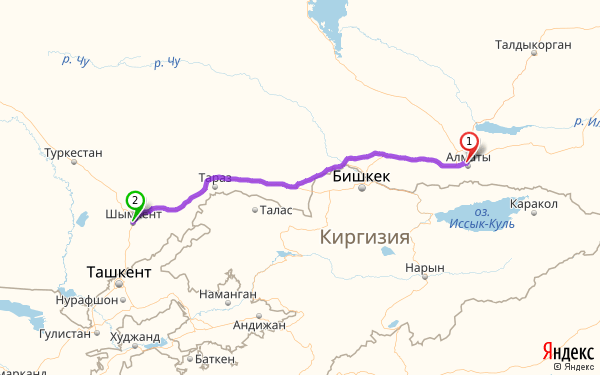 Маршрут из Алматы в Чимкента